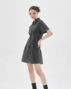 [NF] PINTUCK EYELET ONE-PIECE (CHARCOAL)_F22QD321